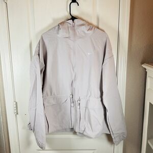 Nike Unisex Large Ivory Parka Jacket High Collar Long Sleeve Pockets Warm Athlet